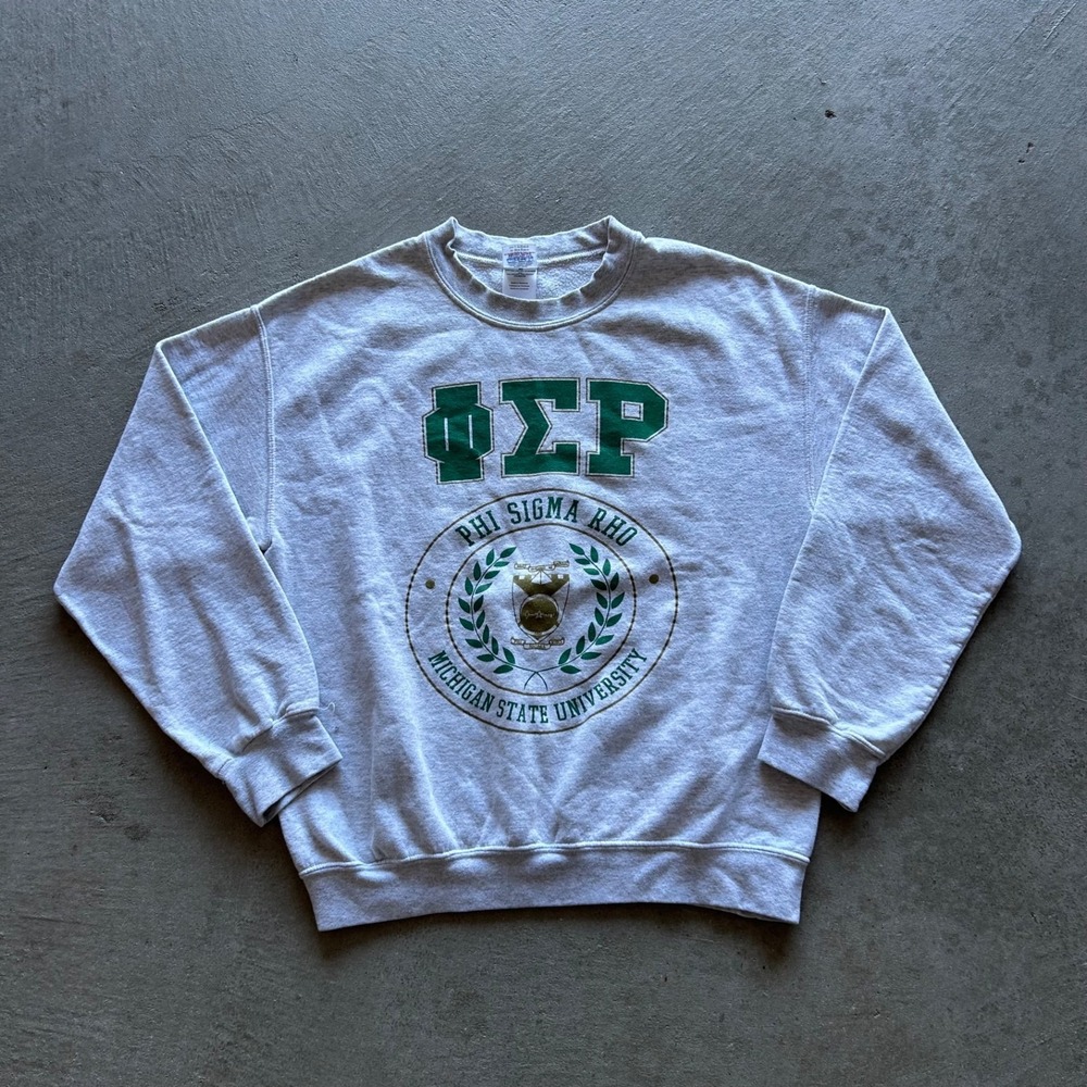 Vintage Michigan State PHI SIGMA RHO‎ Sweatshirt Size Medium Gray Crew Sorority